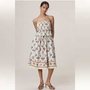 NWOT Anthropologie smocked peplum midi dress XS